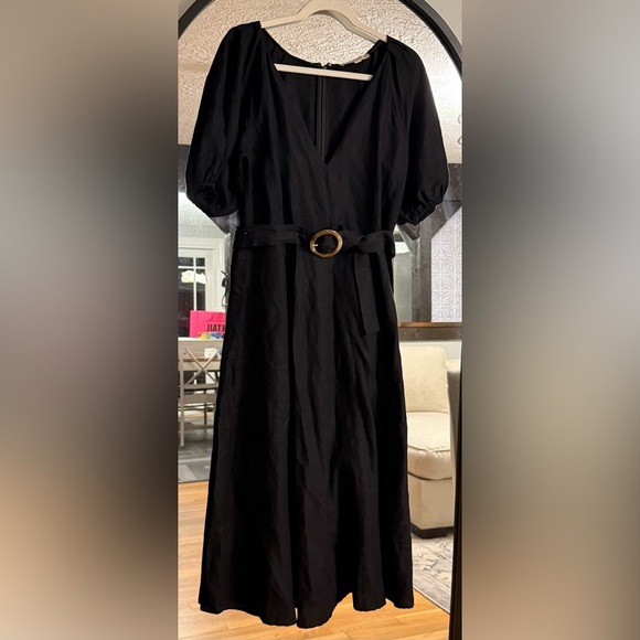 Loft Linen Blend Belted Puff Sleeve Dress - Picture 4 of 10